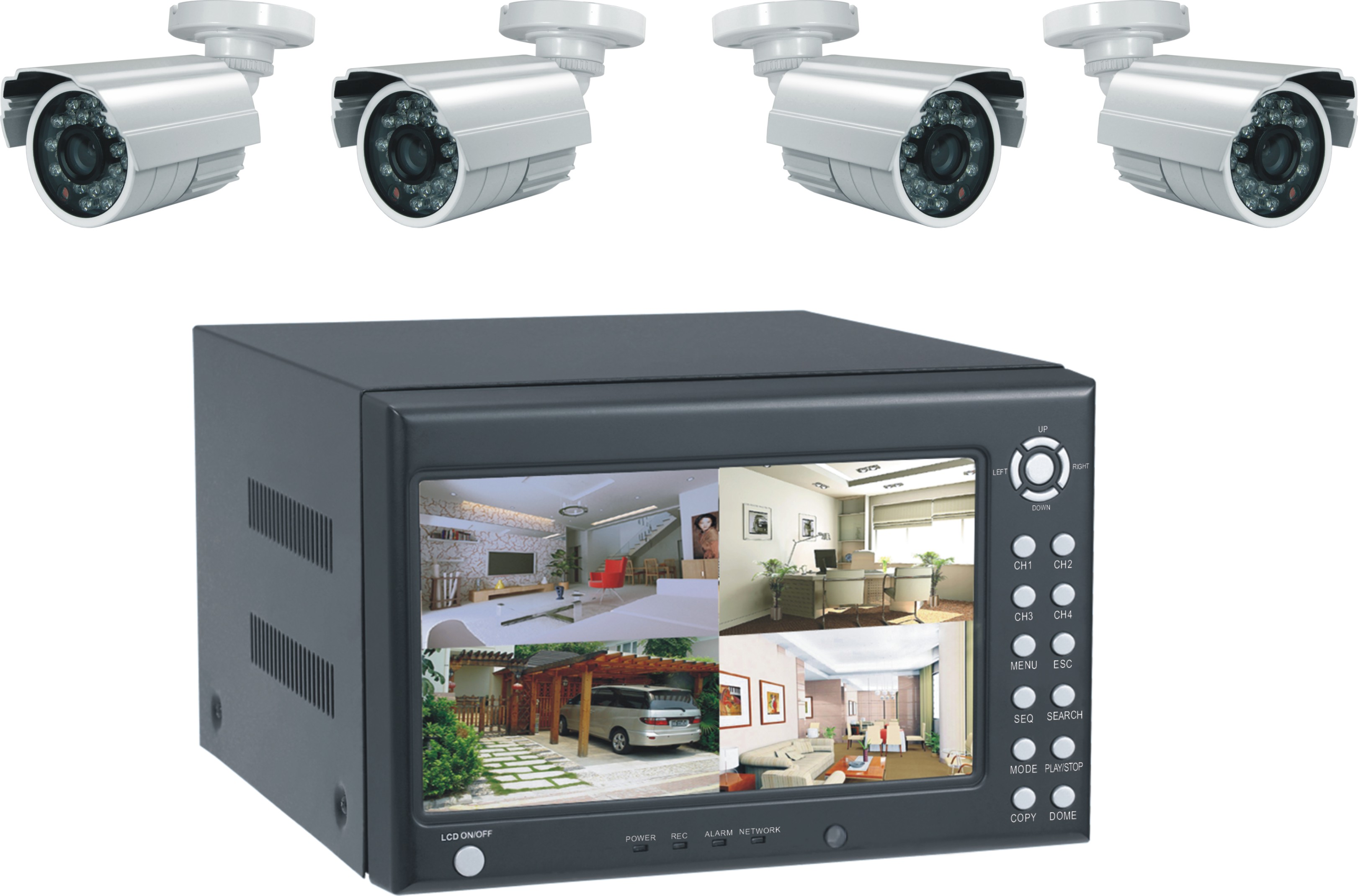 CS-432-4HD(帶顯示的四路DVR+4個攝像機的套裝)